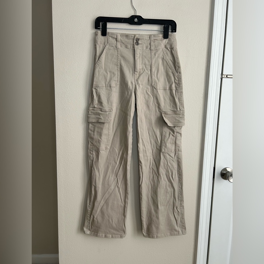 Regeneration Beige Tan Khaki Wide Leg Cargo Pants Pockets Size 9 29